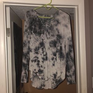 Grey and White Tye Dye Long Sleeve